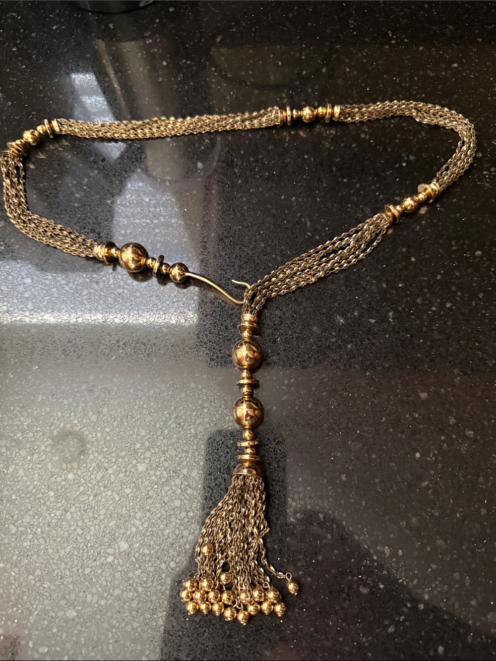 Gold-Tone Multi-Strand Tassel Necklace Y lariat necklace Stella & dot necklace